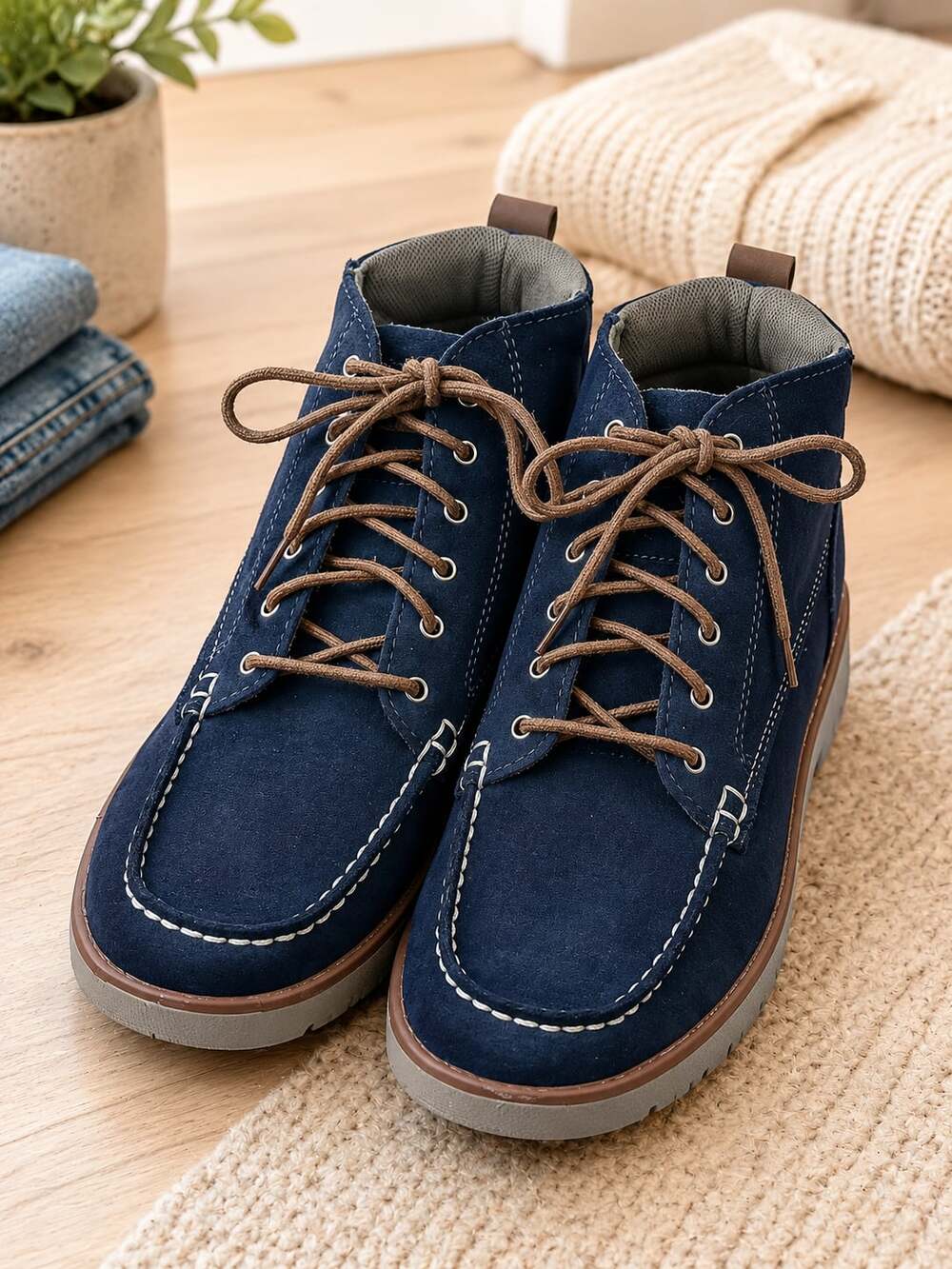 Eddie Bauer Laurel Chukka Boots Women’s 8 Navy Blue Suede Lace Up Comfort